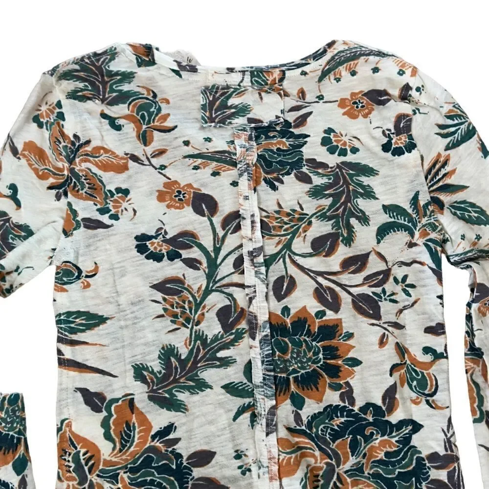 We The Free Free People Dreamed of You Floral Ruched Long Sleeve Top XSMALL NWT